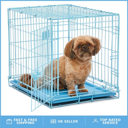 61cm blue folding dog crate - 61cm,