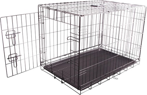 Foldable dog crate with - dog, tray